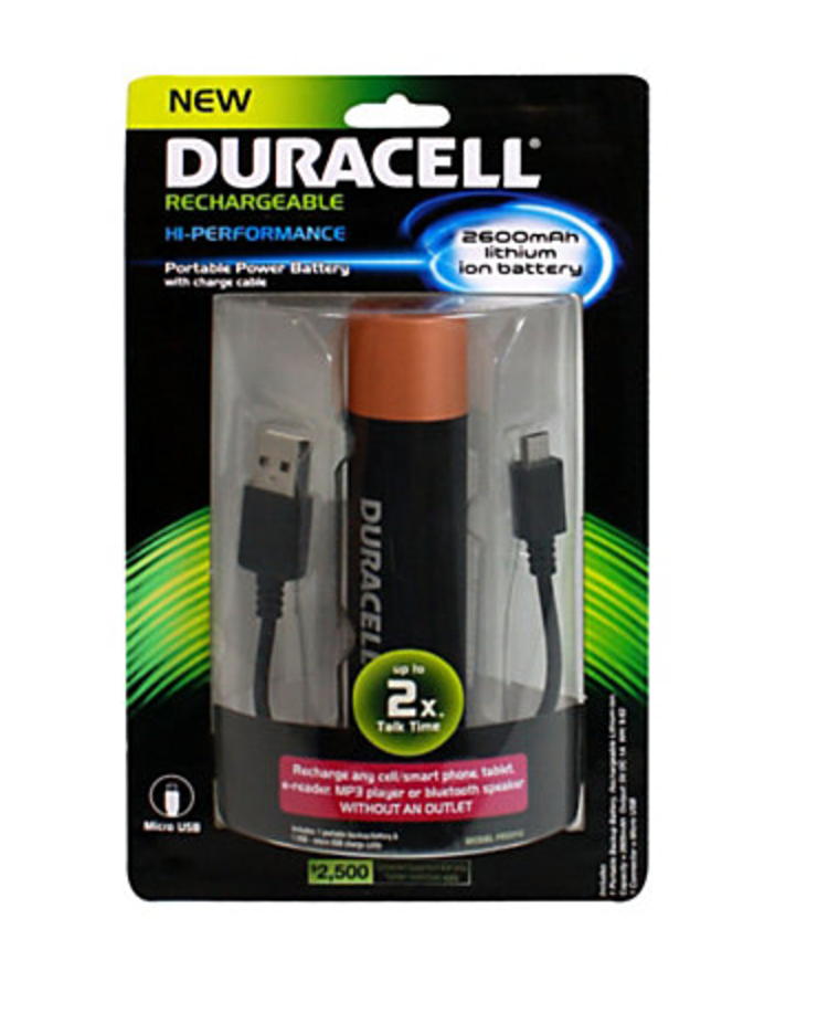 Duracell Pro Coppertop Portable Power Battery with Charge Cable 2600Mah